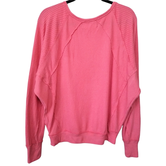 We the Free People Womens Pink Santa Clara Waffle Oversized Thermal Knit Top XS - Picture 7 of 12